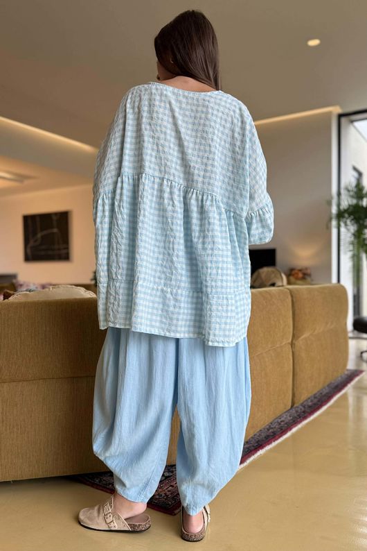 Nonni Gingham Artist Smock Baby Blue